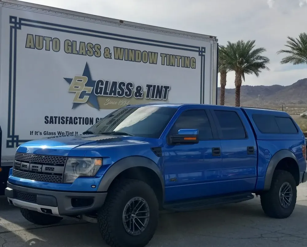 Window tint on a Ford Raptor truck
